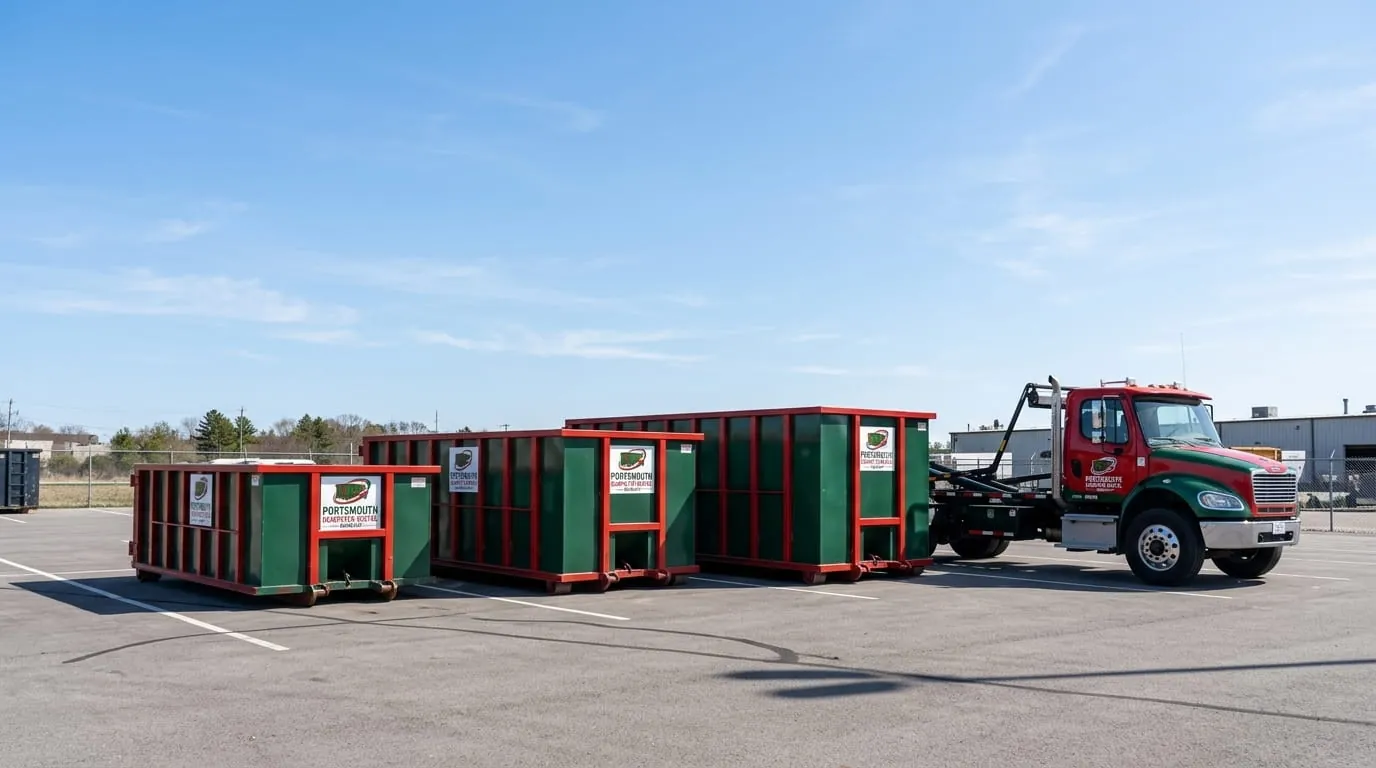Range of dumpster sizes from Portsmouth Dumpster Rental Group in Portsmouth, VA