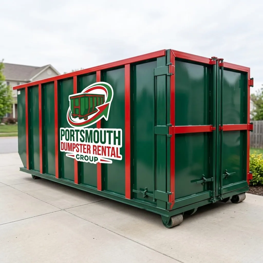 30 yard dumpster being delivered to a Portsmouth VA construction site